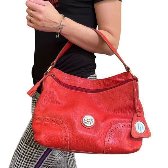 Dooney & Bourke Handbags - Dooney & Bourke Red Large Slouch French Leather Shoulder Bag Purse #RU776